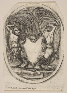 Kartuše tvořená tygří kůží lemovanou dvěma kentaury, 1647. od Stefano della Bella