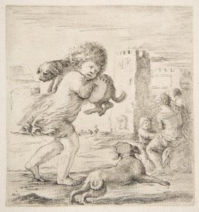 Dítě nesoucí štěně na rameni, ca. 1662. od Stefano della Bella