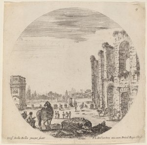Koloseum a Konstantinův oblouk od Stefano della Bella