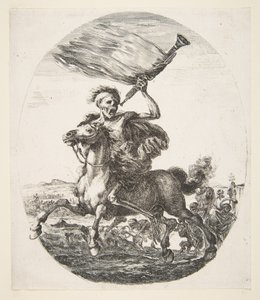 Smrt na koni s trubkou, od Pět úmrtí Les cinq Morts, ca. 1648. od Stefano della Bella