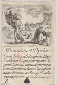 Deucalion a Pyrrha z Mythologické hry Jeu de la Mythologie, 1644. od Stefano della Bella