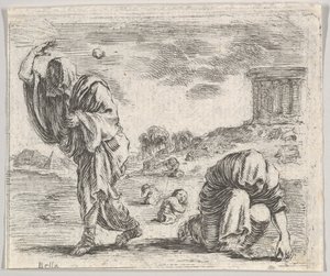 Deucalion a Pyrrha z Mythologické hry Jeu de la Mythologie, 1644. od Stefano della Bella