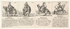 Dido, Tomyris, Semiramis a Zenobie z „Hra královen“ od Stefano della Bella