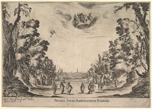 První scéna ve Florencii ze svatby bohů Le nozze degli Dei, 1637. od Stefano della Bella