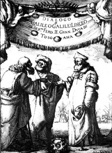 Frontispis Galileos Dialogo dei Massimi Sistemi, 1632 od Stefano della Bella