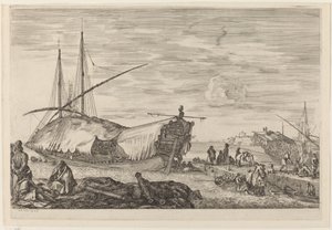 Kuchyňka s palubou pokrytou plachtami, pravděpodobně c. 16541655. od Stefano della Bella