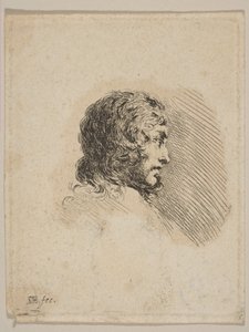Hlava mladého muže z profilu, z různých portrétů Recueil de Diverses Piéces S..., ca. 1647. od Stefano della Bella