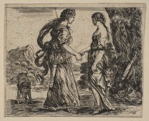 Jupiter a Callisto, z Mytologické hry Jeu de la Mythologie, 1644. od Stefano della Bella