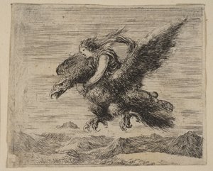 Jupiter a Ganymed, z Mythologické hry Jeu de la Mythologie, 1644. od Stefano della Bella