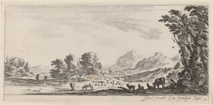 Krajina s pastýřem, který hlídá své stádo, v roce 1647 nebo dříve. od Stefano della Bella
