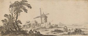 Krajina s větrným mlýnem, v roce 1647 nebo dříve. od Stefano della Bella