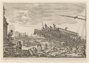 Nakládání lodi, pravděpodobně c. 16541655. od Stefano della Bella