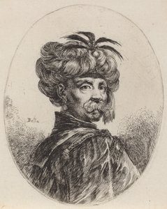 Moor v turbanu zdobeném pěti pery, 16491650. od Stefano della Bella