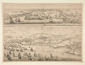 Plán obléhání La Rochelle, v roce 1628 od Stefano della Bella