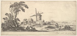 Talíř 10: rodina uprostřed popředí, různé postavy a koně uprostřed,..., ca. 1641. od Stefano della Bella