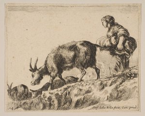 Deska 14: pastýřka pasoucí kozy, ca. 1641. od Stefano della Bella