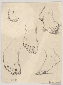 Deska 7: Pět stop, z Knihy pro výuku kreslení Livre pour apprendre à dessi..., ca. 1649. od Stefano della Bella