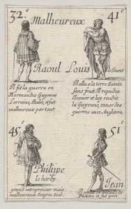 Raoul... Ludvík mladší..., ze Hry francouzských králů Jeu des Rois de France, 1644. od Stefano della Bella