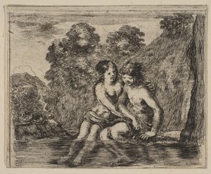Salmacis a Hermafrodit, z Mytologické hry Jeu de la Mythologie, 1644. od Stefano della Bella
