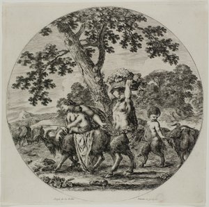 Satyr Family Walking od Stefano della Bella