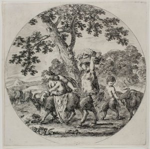 Satyr Family Walking od Stefano della Bella