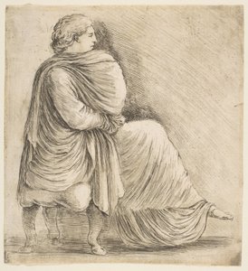 Sedící žena v profilu po starožitném basreliéfu, ca. 1660. od Stefano della Bella