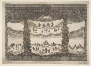 Šestá scéna, nebesa, ze svatby bohů Le nozze degli Dei, 1637. od Stefano della Bella