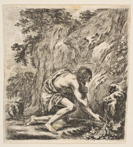 St. John the Baptist Drawing Water from Pramen, ca. 1649. od Stefano della Bella