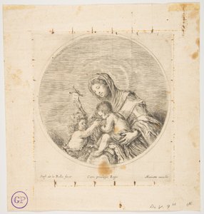 Panna a dítě se svatým Janem, kulatá kompozice, ca. 1641. od Stefano della Bella