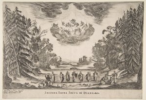 Svatba bohů: Druhá scéna, Diana, 1637. od Stefano della Bella