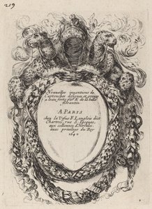 Titulní strana pro nové vynálezy kazet, 1647. od Stefano della Bella