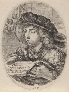 Titulní strana pro několik hlav s čepicí Louvre, 1650. od Stefano della Bella