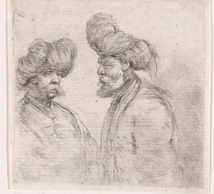 Dva turečtí muži s kníry a turbany od Stefano della Bella