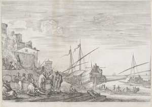 Dvě galeje v přístavu Livorno Port of Livorno (název série) Vues de port de Livourne (název série) od Stefano della Bella