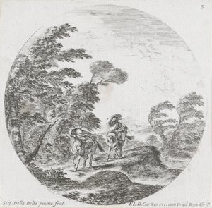 Dva jezdci jedou proti větru Krajiny a ruiny v Římě (název série) Paysages et ruines de Rome (název série) od Stefano della Bella