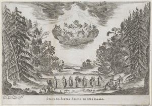 Tweede scéna: het bos van Diana Druhá scéna Dianina lesa (název na objektu) Liberetto ter ere van de bruiloft van Ferdinando II de