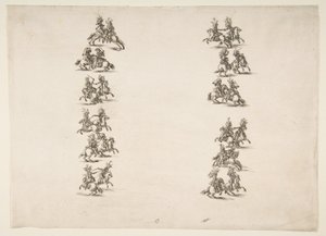 Dvacet čtyři kavalírů bojujících ve dvou sloupech, 1652. od Stefano della Bella