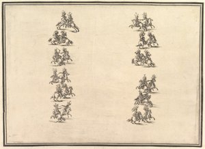 Dvacet čtyři jezdců bojujících a tvořících dvě kolony, z La Gara delle Stagioni, 1652. od Stefano della Bella