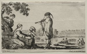 Různé postavy a krajiny: Hráč na housle, 1649. od Stefano della Bella