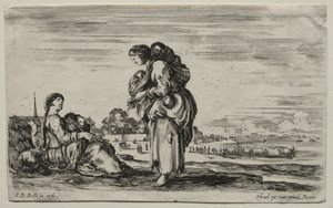 Různé postavy a krajiny: Dvě matky spolu chatují, 1649. od Stefano della Bella