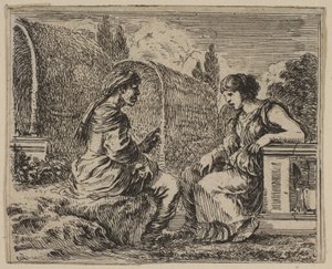 Vertumnus a Pomona z Mythologické hry Jeu de la Mythologie, 1644. od Stefano della Bella