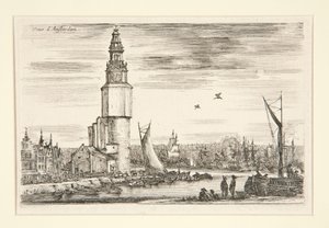 Pohled na Amsterdam, ze série Pohledy na námořní přístavy od Stefano della Bella