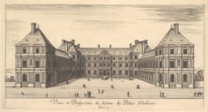 Pohled a perspektiva vnitřku Palais dOrleans, z různých pohledů na rema..., 1649-51. od Stefano della Bella