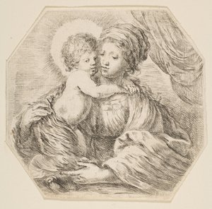 Panna a Ježíšek, osmiboká kompozice, ca. 1649. od Stefano della Bella