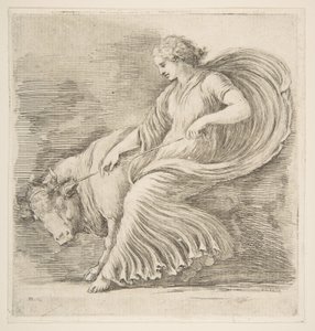 Mladá žena se snaží zastavit býka, ca. 1660. od Stefano della Bella