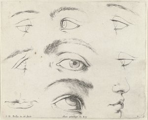 Sedm očí, dvě ústa a nos Základy kreslení (název série) I principii del disegno (název série) od Stefano della Bella