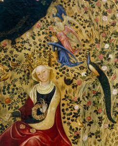 Svatá Kateřina Alexandrijská obklopená anděly a pávem, detail Madonna del Roseto