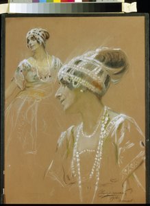 Portrét baletky Vera Fokina (1886-1958). (Portrét baletky V. Fokiny). Dílo Štěpána Fjodoroviče Chupriněnka (1870-?), pastel na kartonu od Stepan Fyodorovich Chuprinenko