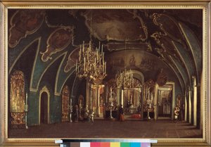 V kostele svatého Alexia z Chudovského kláštera v moskevském Kremlu - obraz Štěpána Michajloviče Šuchvostova (1821-1908), olej na plátně od Stepan Mikhailovich Shukhvostov