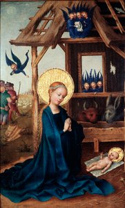 Adorace dítěte Obraz Stephana Lochnera (asi 1410-1451) Alte Pinakothek z 15. století, Mnichov